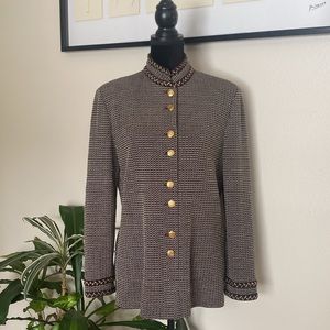 ST. JOHN Collection tweeted Brown shoulder pads jacket